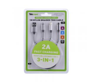 Cable 3 en 1 usb pour iphone samsung android